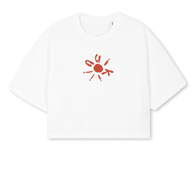 INUIKIISUNCROPPED White Cropped Oversized Tee.