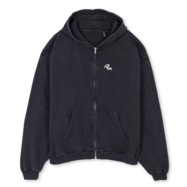 VINTAGEZIP Vintage Black Oversized Zipped Hoodie.