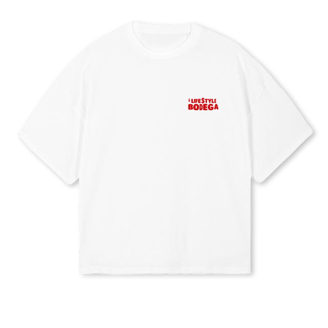 ALBCROPPEDBOPTICW White Oversized Boxy Tee.