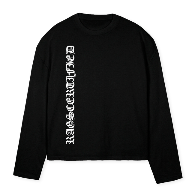 RAGSCERTIFIED GOTHIC Black Oversized Boxy LS Tee.