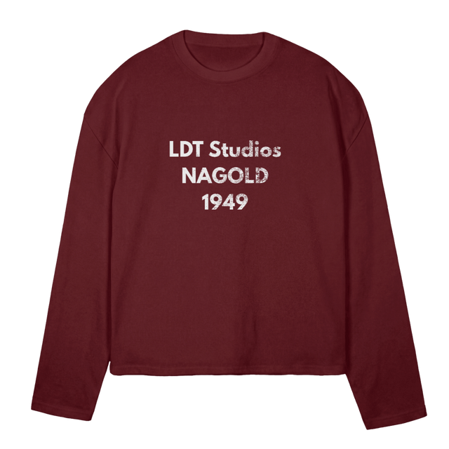 LDTSTUDIOSROTLS Burgundy Oversized Boxy LS Tee.