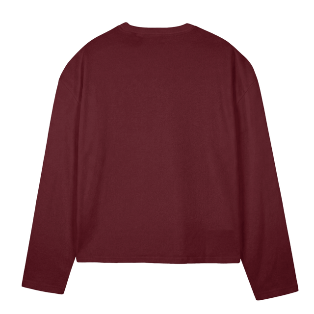 LDTSTUDIOSROTLS Burgundy Oversized Boxy LS Tee.