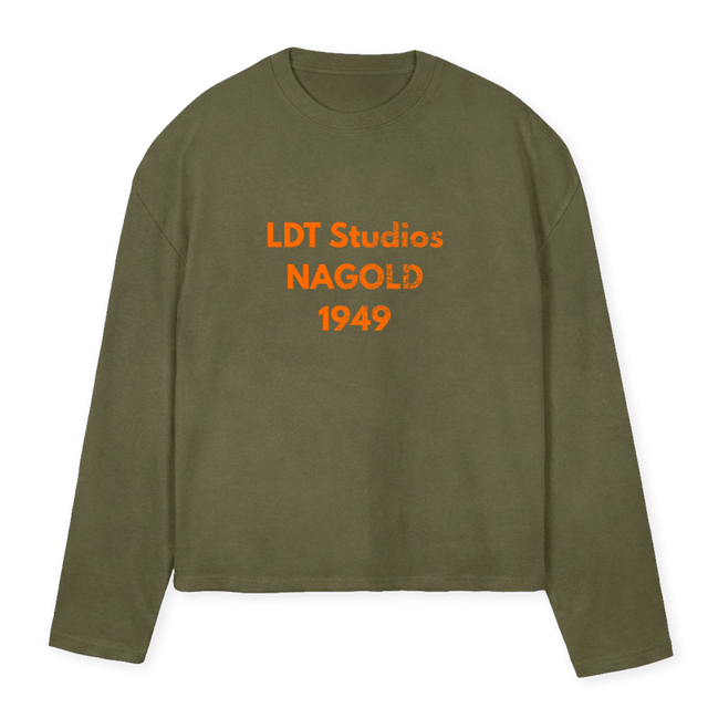 LDTSTUDIOSYELS Vintage Olive Oversized Boxy LS Tee.