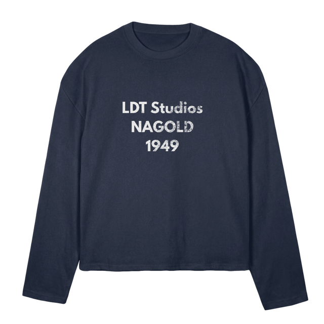 LDTSTUDIOSBLUELS_N Navy Blue Oversized Boxy LS Tee.