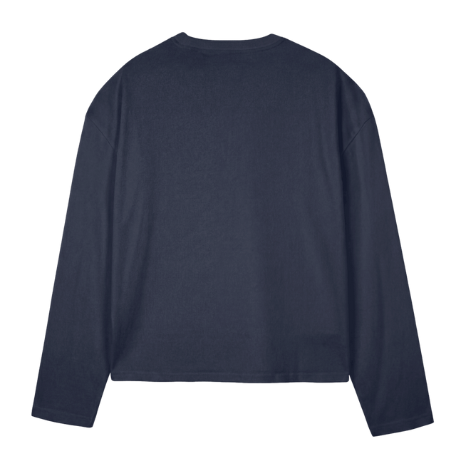 LDTSTUDIOSBLUELS_N Navy Blue Oversized Boxy LS Tee.