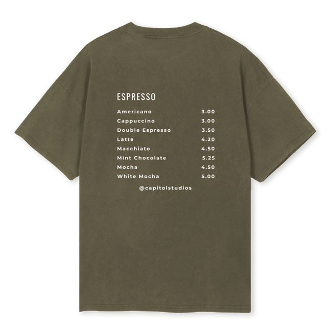 ESPRESSO Vintage Olive Oversized Tee.