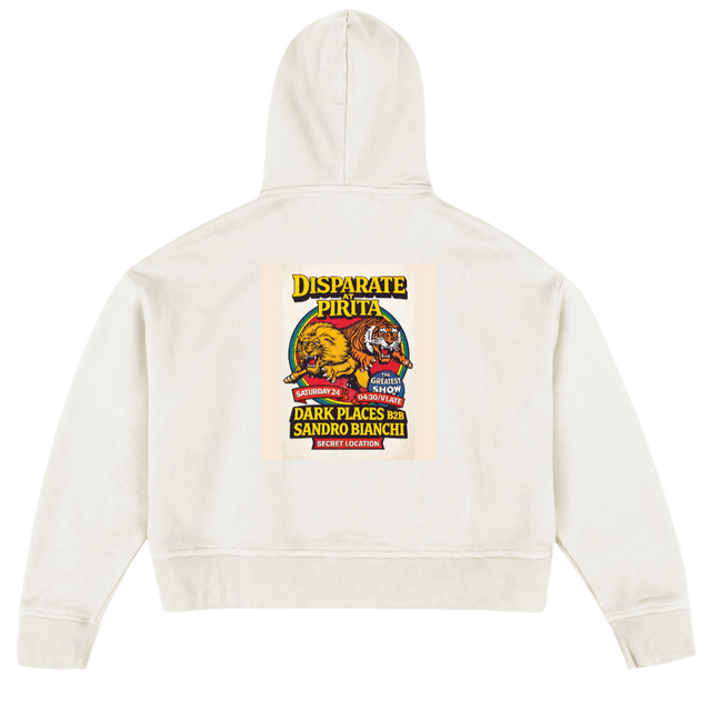 LIONONE Vintage White Oversized Boxy Hoodie.