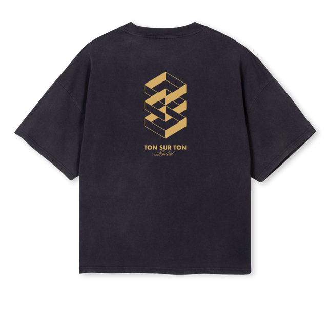 SH Vintage Black Oversized Boxy Tee.