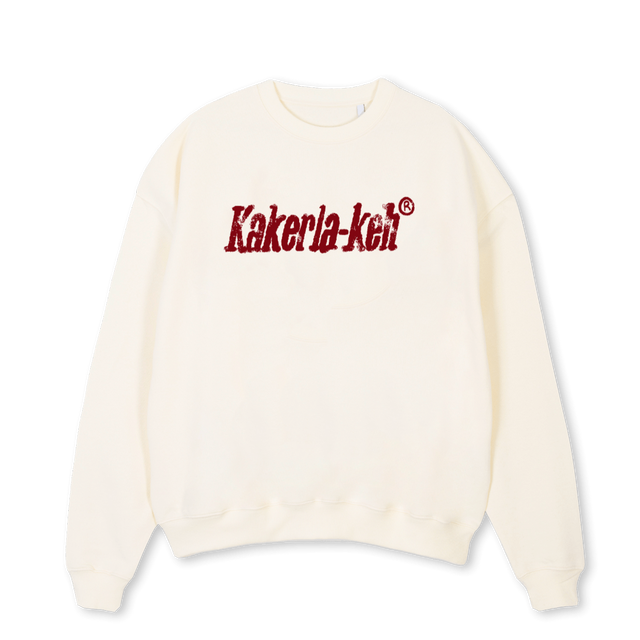 KAKERTINI Cream Oversized Crewneck Sweater.