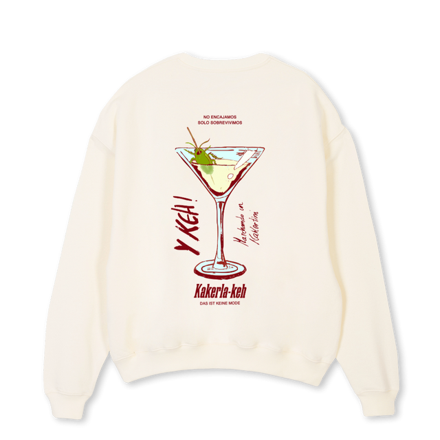 KAKERTINI Cream Oversized Crewneck Sweater.