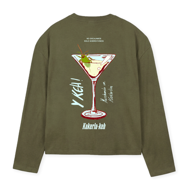 KAKERTINICAMII Vintage Olive Oversized Boxy LS Tee.