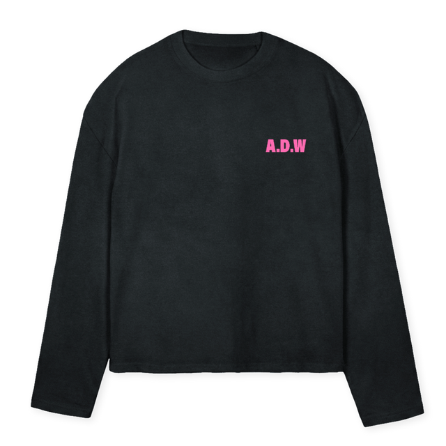 ADWBRUNNERBOXYFB Vintage Black Oversized Boxy LS Tee.