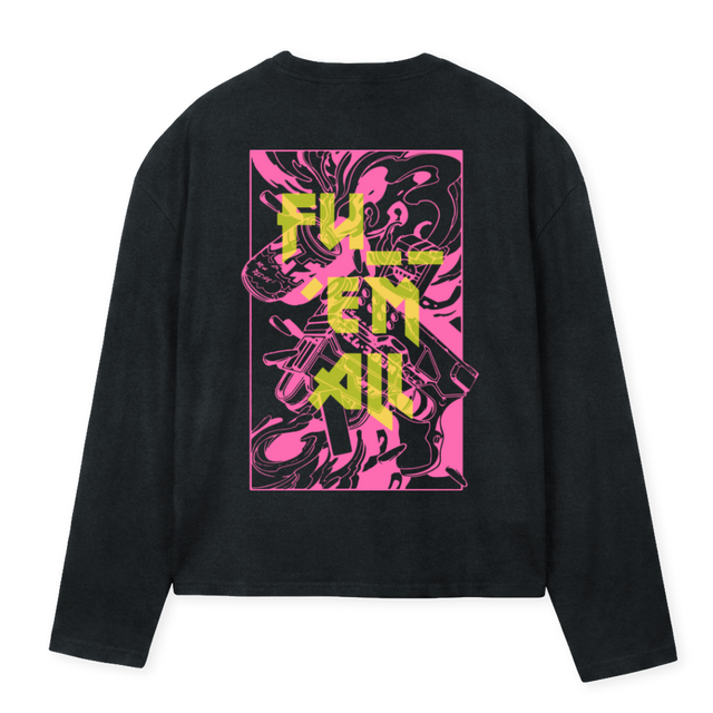 ADWBRUNNERBOXYFB Vintage Black Oversized Boxy LS Tee.