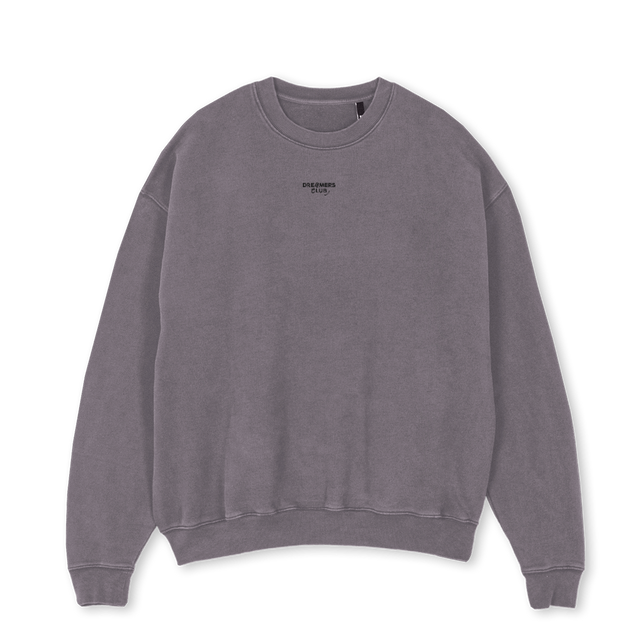 DREAMERSCLUBSWEATSHI Pigment Grey Oversized Crewneck Sweater.