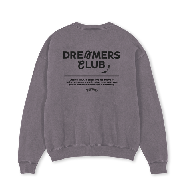 DREAMERSCLUBSWEATSHI Pigment Grey Oversized Crewneck Sweater.