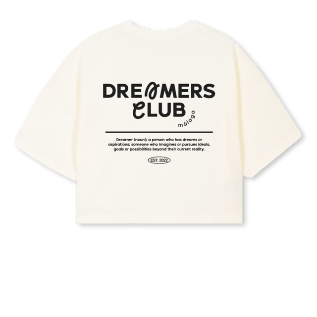 DREAMERSCLUBCROPPED Cream Cropped Oversized Tee.