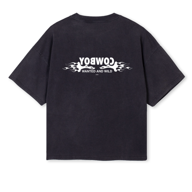 AVACOWBOY Vintage Black Oversized Boxy Tee.