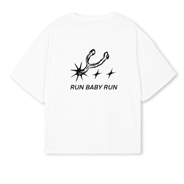 AVARUNBABYRUN White Oversized Boxy Tee.