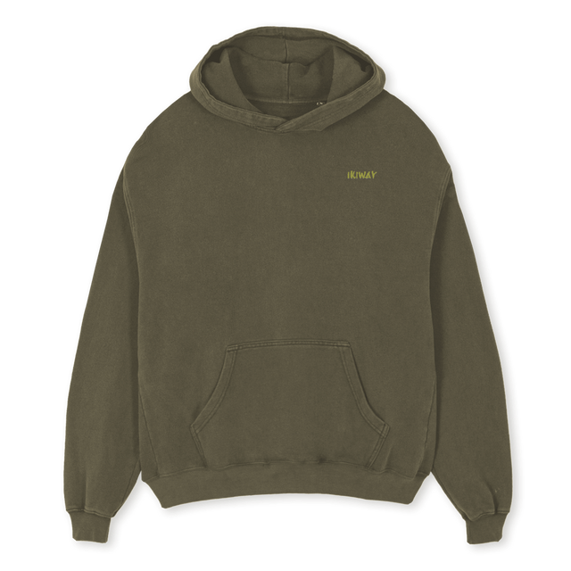 WAVEOLIVE Vintage Olive Oversized Hoodie.