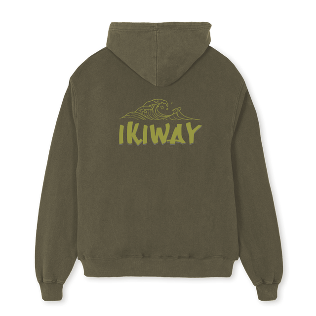 WAVEOLIVE Vintage Olive Oversized Hoodie.