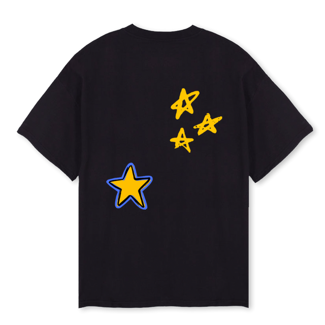 ESTRELLAS AMARILLAS Black Oversized Tee.