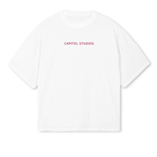 CORRIENDOTARDE White Oversized Boxy Tee.