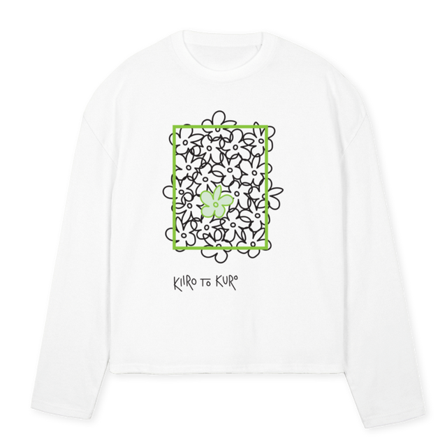 FLOWERPOWER White Oversized Boxy LS Tee.
