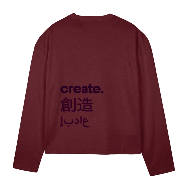 MEHIROUXCREATE Burgundy Oversized Boxy LS Tee.