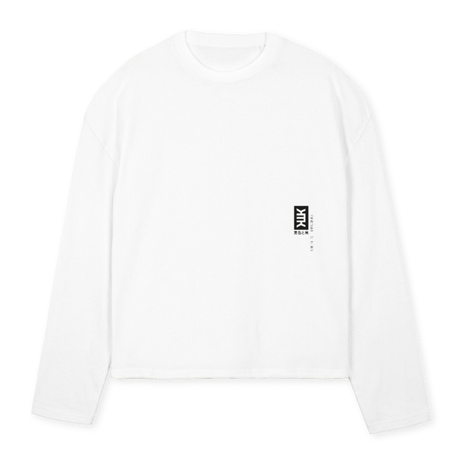 KTKBASIC White Oversized Boxy LS Tee.