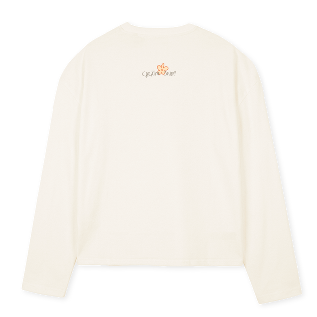 FLWRPWR Vintage White Oversized Boxy LS Tee.