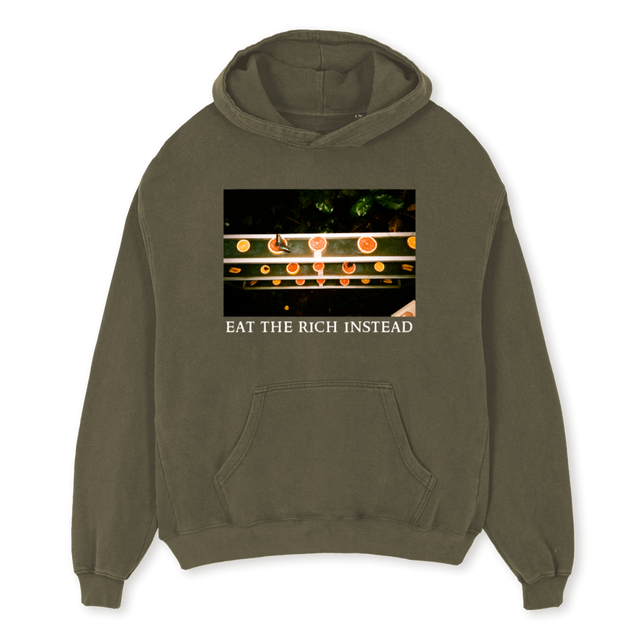 EATTHERICH Vintage Olive Oversized Hoodie.