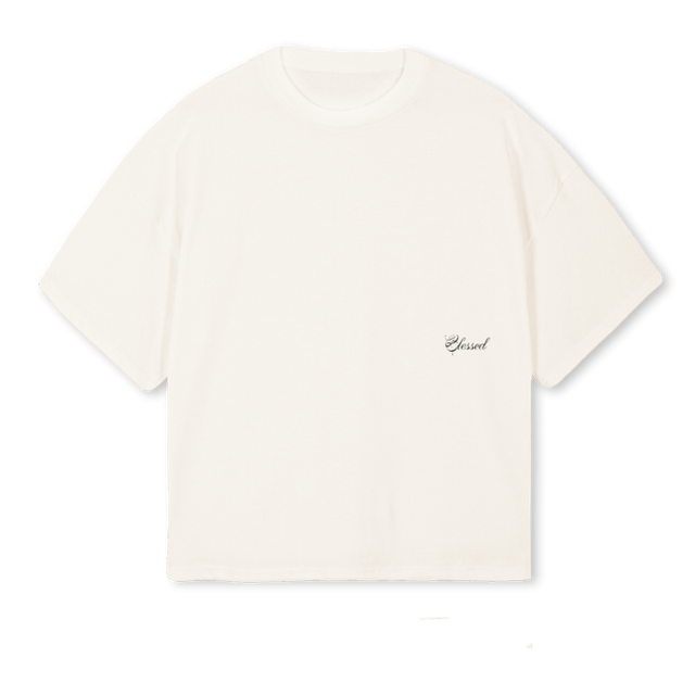 BLESSCRIPT Vintage White Oversized Boxy Tee.