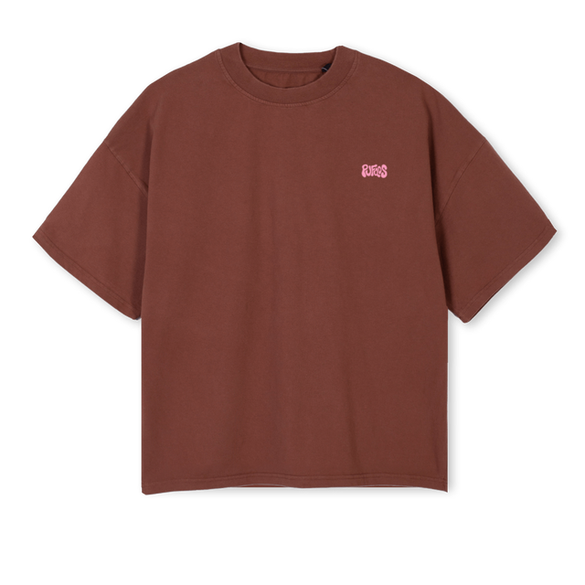 SAMPLEPUFQOSMARRON Vintage Brown Oversized Boxy Tee.