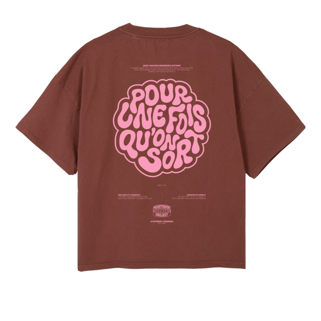 SAMPLEPUFQOSMARRON Vintage Brown Oversized Boxy Tee.