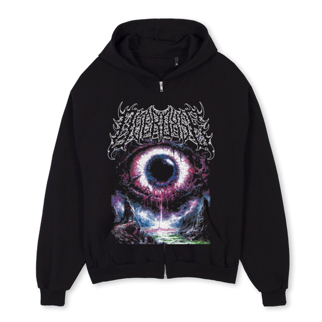 THIRDE Black Oversized Zipped Hoodie.