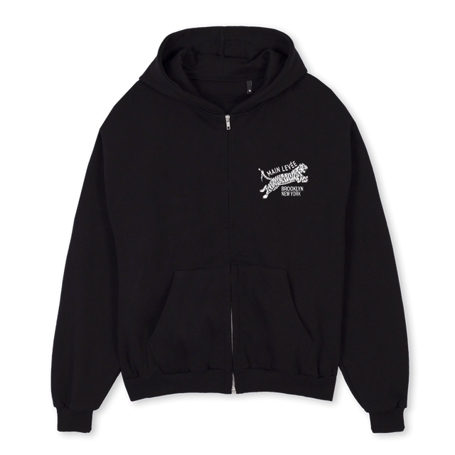 BROOKLYNZIPPER Black Oversized Zipped Hoodie.