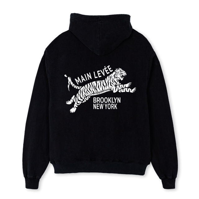 BROOKLYNZIPPER Black Oversized Zipped Hoodie.