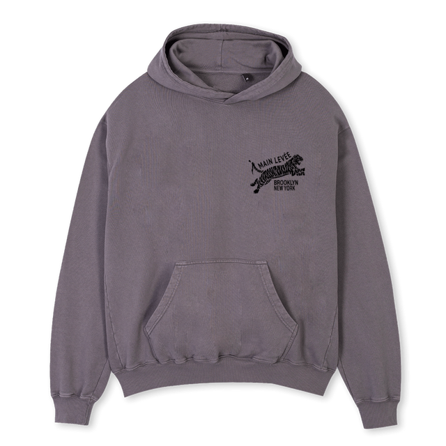 BROOKLYNOSHOODIE Pigment Grey Oversized Hoodie.