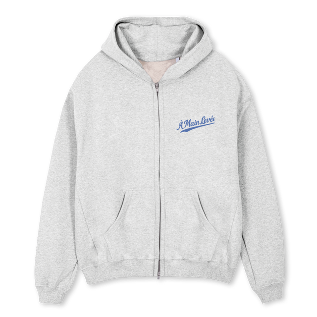 LOSANGELESZIPHOODIE Light Grey Marl Oversized Zipped Hoodie.