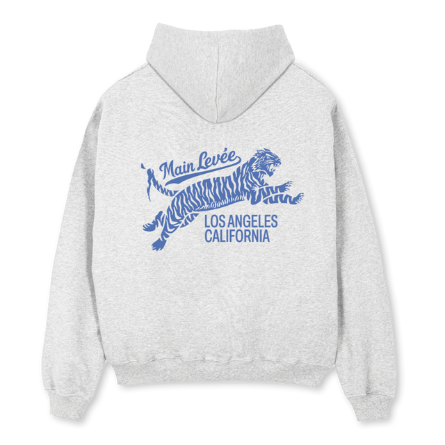 LOSANGELESZIPHOODIE Light Grey Marl Oversized Zipped Hoodie.