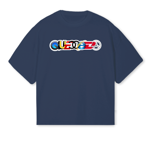 QUECEDO Navy Blue Oversized Boxy Tee.