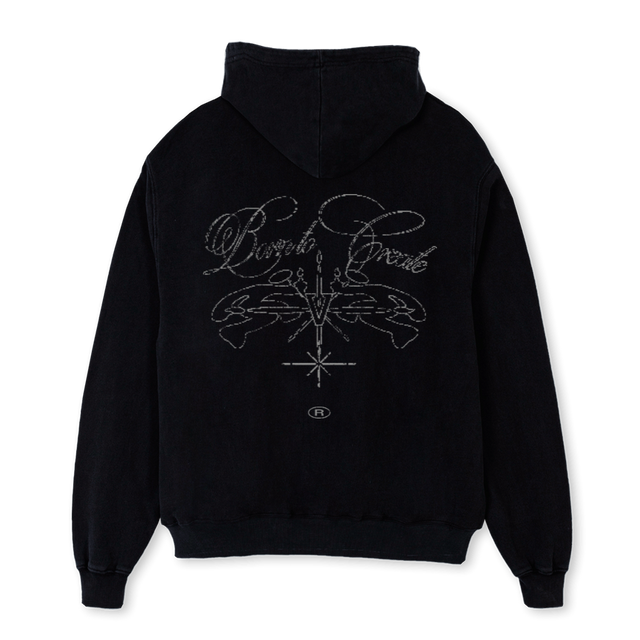 PAINT  Black Oversized Zipped Hoodie.