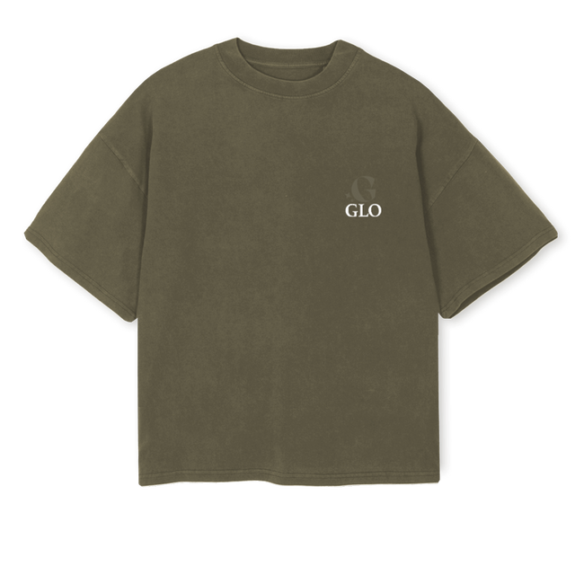 GLOXSUPOLIVE Vintage Olive Oversized Boxy Tee.
