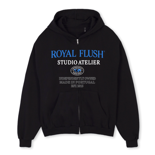 RF INDEPENDNT  Black Oversized Zipped Hoodie.