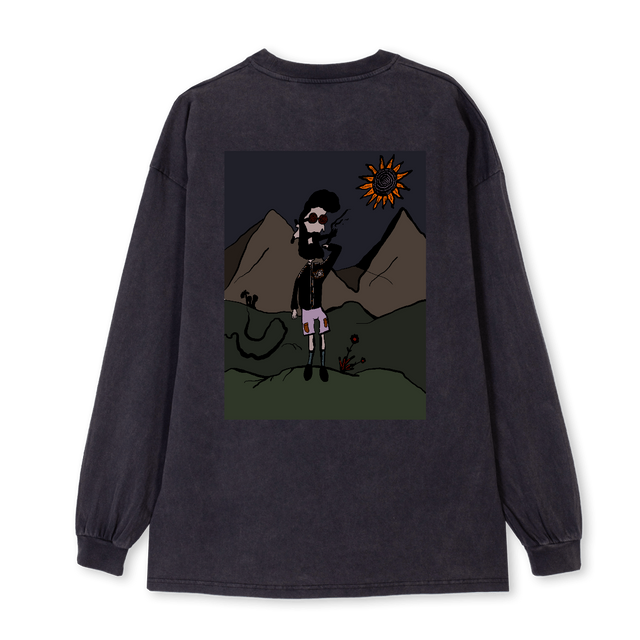 BILLYHILLSTVBLACK Vintage Black Oversized LS Tee.