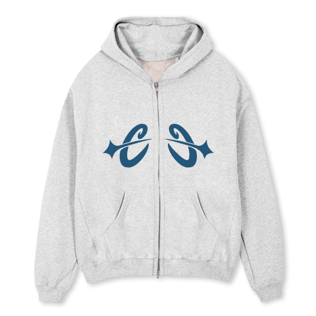 STARHOODIECORSO Light Grey Marl Oversized Zipped Hoodie.