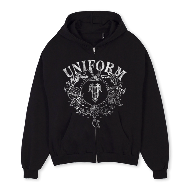 BLKZIPHOOD Black Oversized Zipped Hoodie.