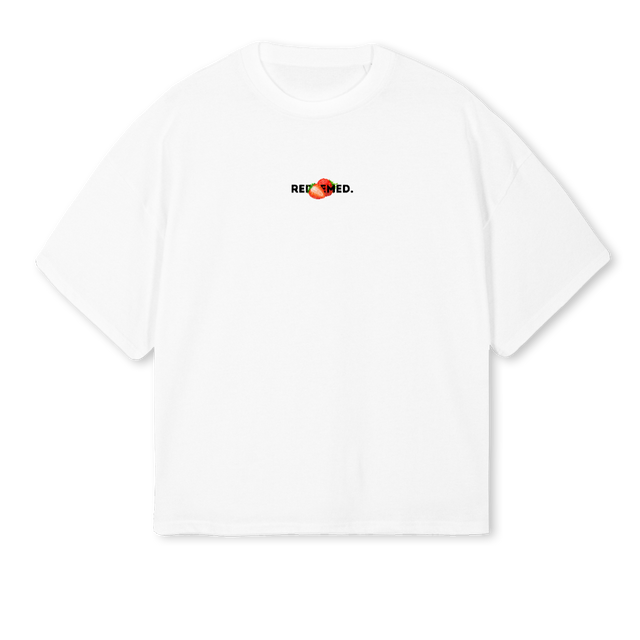 FOTSSTRAWBERRYBLK White Oversized Boxy Tee.