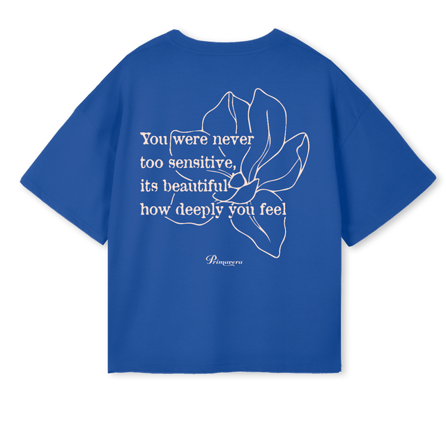 FBTSCRIPT Cobalt Blue Oversized Boxy Tee.