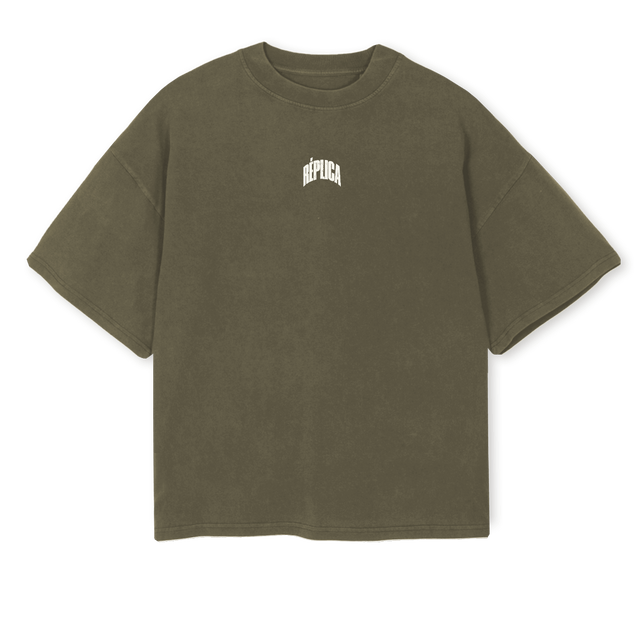 REPLICAVO Vintage Olive Oversized Boxy Tee.